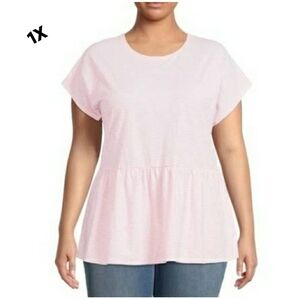 Terra & Sky Light Pink Striped Peplum Tunic
